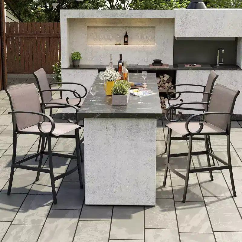 Crestlive Products Tabourets de bar pivotants hauteur comptoir 27,8'', lot de 2, cadre en aluminium avec tissu Sunbrella