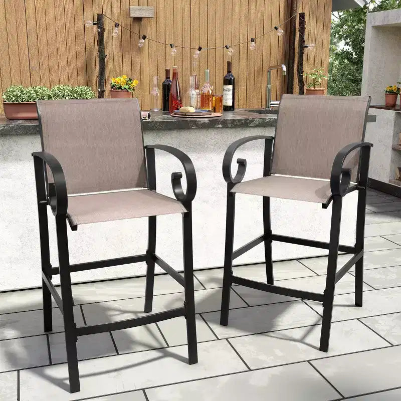 Crestlive Products 27.8'' Counter Height Set of 2 Swivel Bar Stools Aluminum Frame with Sunbrella Fabric