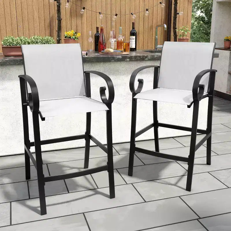 Crestlive Products Tabourets de bar pivotants hauteur comptoir 27,8'', lot de 2, cadre en aluminium avec tissu Sunbrella
