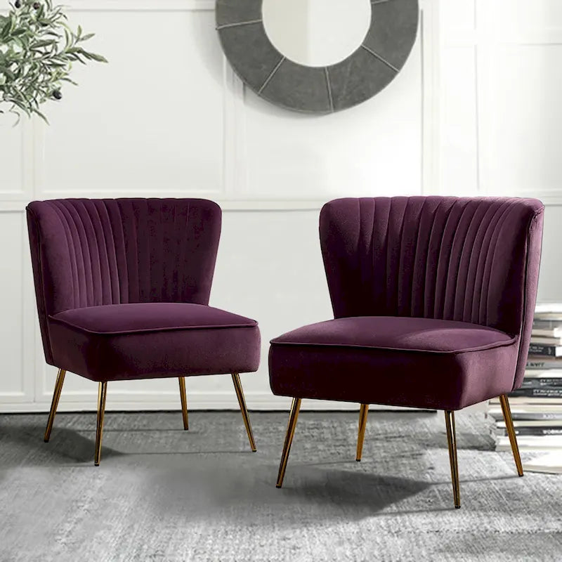 Monica - Fauteuil d'appoint confortable sans accoudoirs pour salon avec dossier capitonné et pieds métalliques par HULALA HOME
