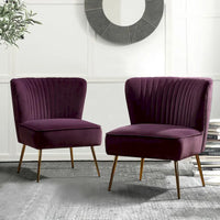 Monica - Fauteuil d'appoint confortable sans accoudoirs pour salon avec dossier capitonné et pieds métalliques par HULALA HOME