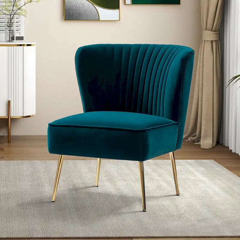 Monica - Fauteuil d'appoint confortable sans accoudoirs pour salon avec dossier capitonné et pieds métalliques par HULALA HOME