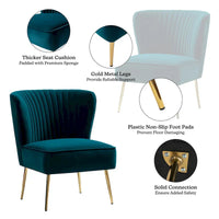 Monica - Fauteuil d'appoint confortable sans accoudoirs pour salon avec dossier capitonné et pieds métalliques par HULALA HOME
