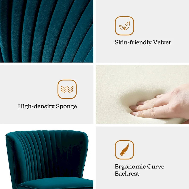 Monica - Fauteuil d'appoint confortable sans accoudoirs pour salon avec dossier capitonné et pieds métalliques par HULALA HOME