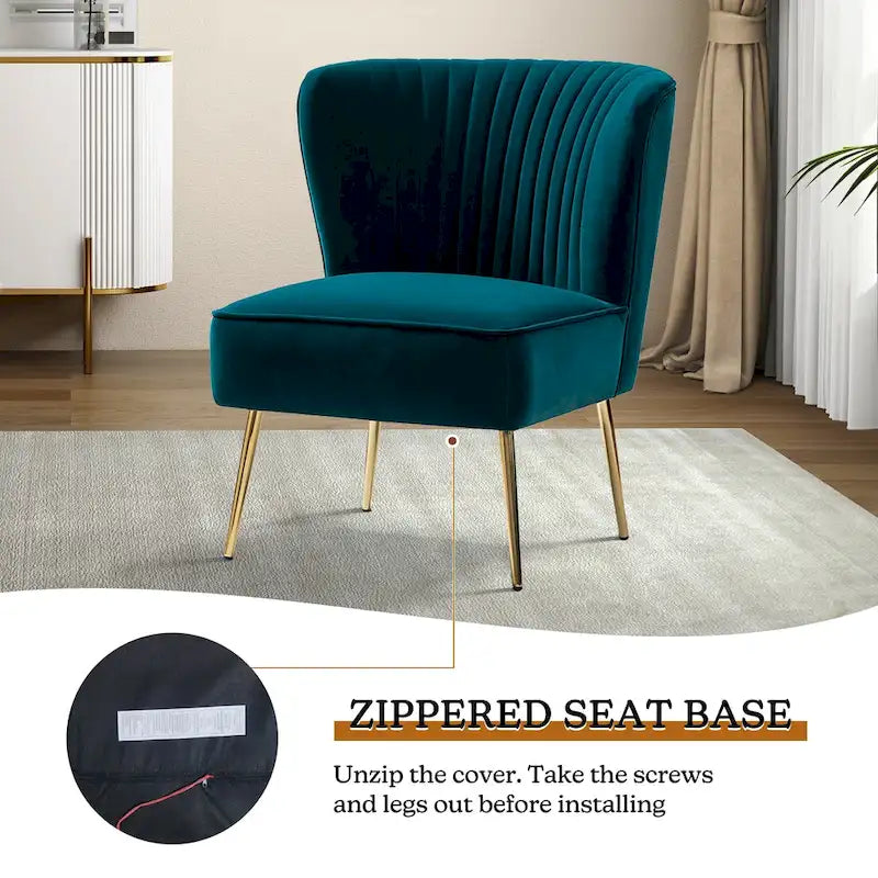 Monica - Fauteuil d'appoint confortable sans accoudoirs pour salon avec dossier capitonné et pieds métalliques par HULALA HOME