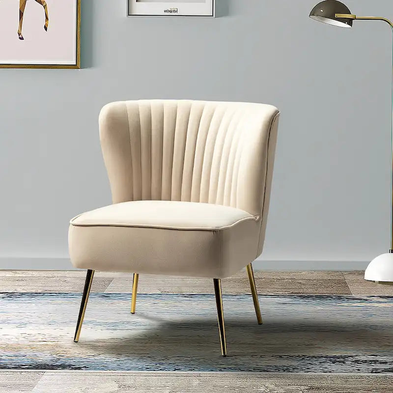 Monica - Fauteuil d'appoint confortable sans accoudoirs pour salon avec dossier capitonné et pieds métalliques par HULALA HOME
