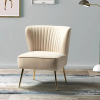 Monica - Fauteuil d'appoint confortable sans accoudoirs pour salon avec dossier capitonné et pieds métalliques par HULALA HOME