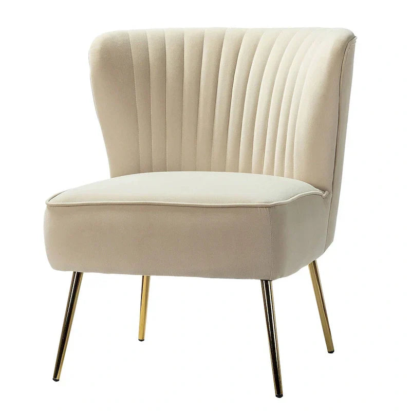 Monica - Fauteuil d'appoint confortable sans accoudoirs pour salon avec dossier capitonné et pieds métalliques par HULALA HOME