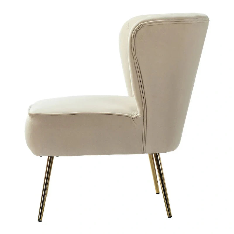 Monica - Fauteuil d'appoint confortable sans accoudoirs pour salon avec dossier capitonné et pieds métalliques par HULALA HOME