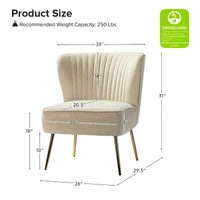 Monica - Fauteuil d'appoint confortable sans accoudoirs pour salon avec dossier capitonné et pieds métalliques par HULALA HOME