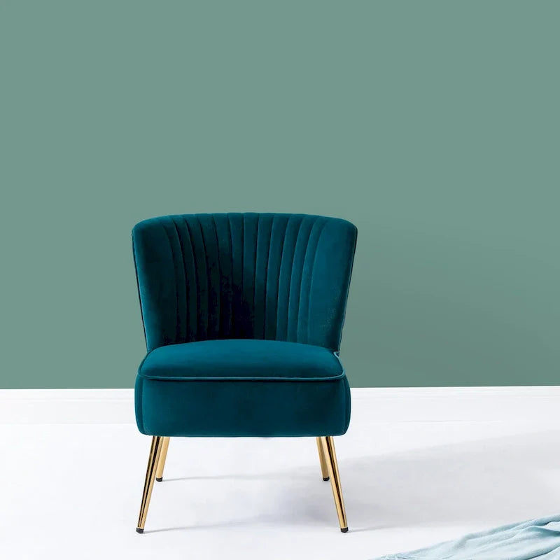 Monica - Fauteuil d'appoint confortable sans accoudoirs pour salon avec dossier capitonné et pieds métalliques par HULALA HOME