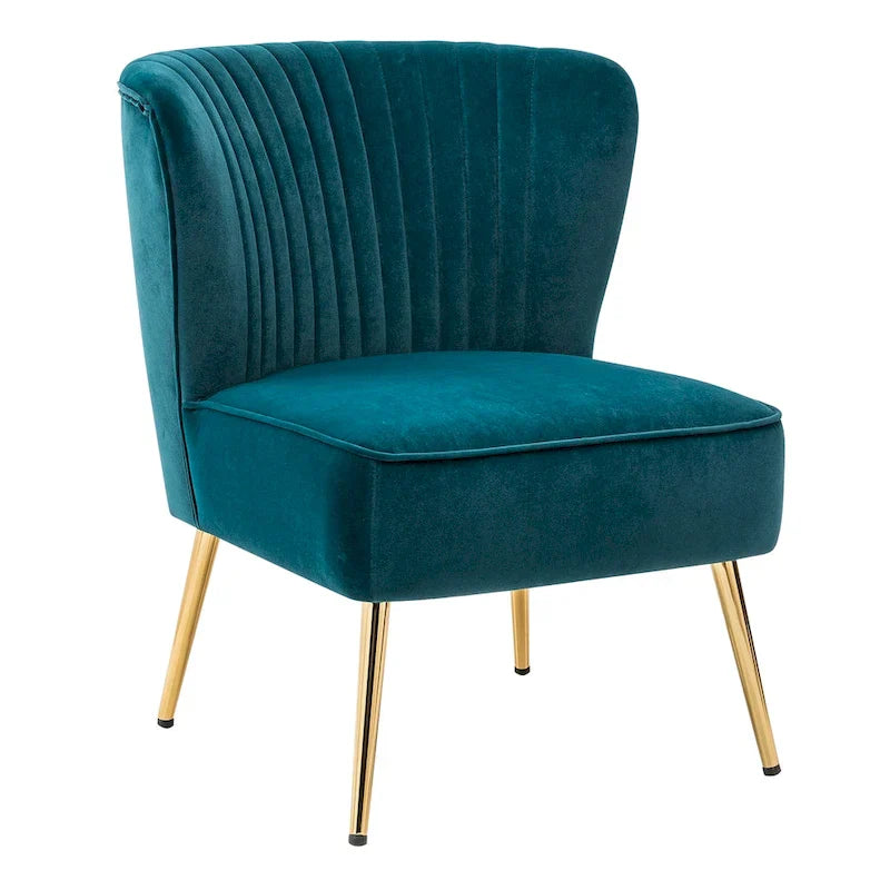 Monica - Fauteuil d'appoint confortable sans accoudoirs pour salon avec dossier capitonné et pieds métalliques par HULALA HOME