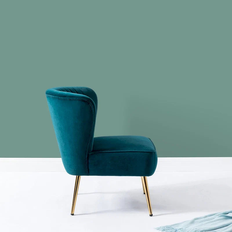 Monica - Fauteuil d'appoint confortable sans accoudoirs pour salon avec dossier capitonné et pieds métalliques par HULALA HOME