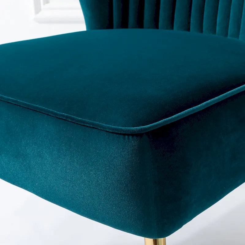 Monica - Fauteuil d'appoint confortable sans accoudoirs pour salon avec dossier capitonné et pieds métalliques par HULALA HOME