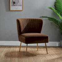 Monica - Fauteuil d'appoint confortable sans accoudoirs pour salon avec dossier capitonné et pieds métalliques par HULALA HOME