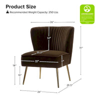 Monica - Fauteuil d'appoint confortable sans accoudoirs pour salon avec dossier capitonné et pieds métalliques par HULALA HOME