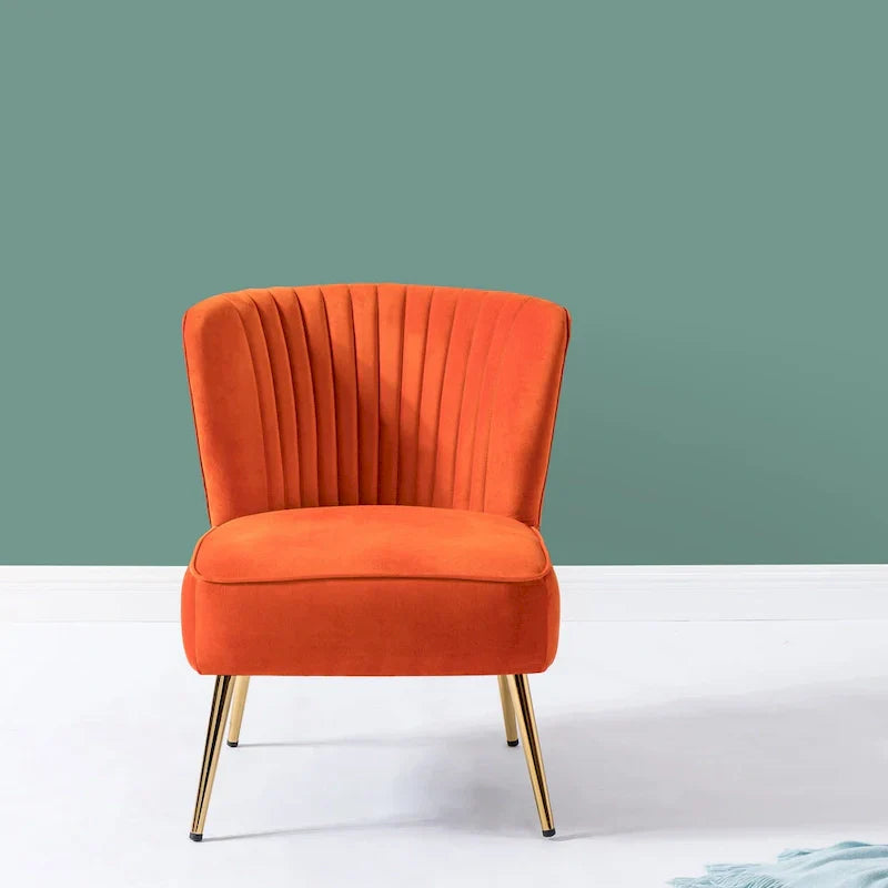 Monica - Fauteuil d'appoint confortable sans accoudoirs pour salon avec dossier capitonné et pieds métalliques par HULALA HOME