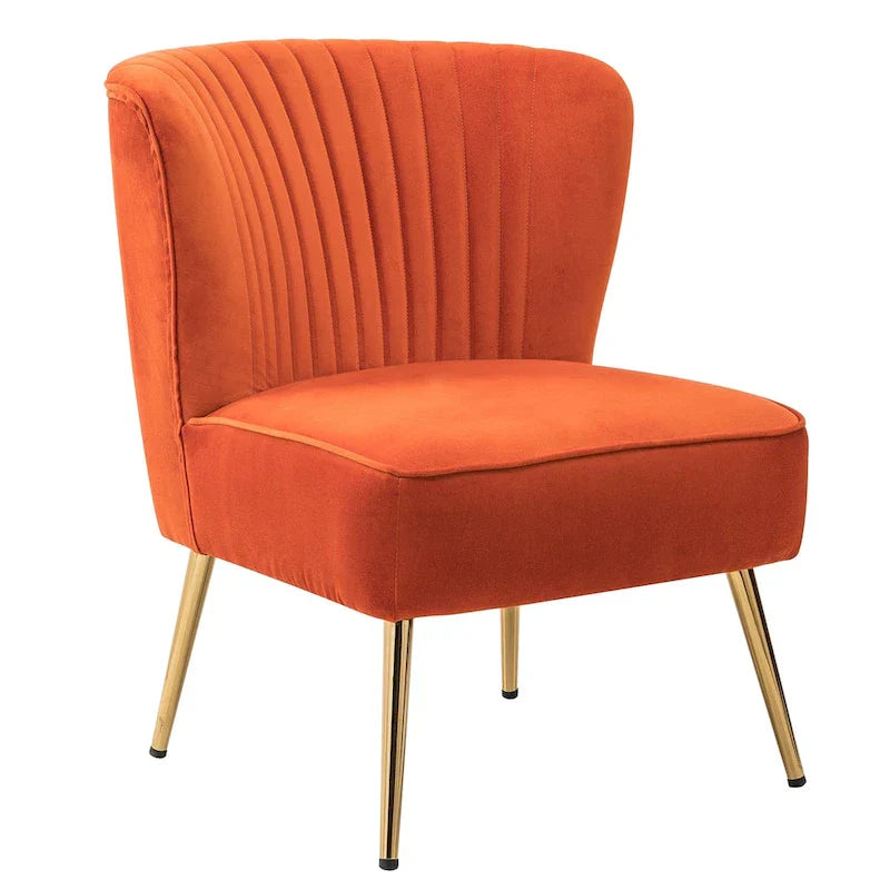Monica - Fauteuil d'appoint confortable sans accoudoirs pour salon avec dossier capitonné et pieds métalliques par HULALA HOME