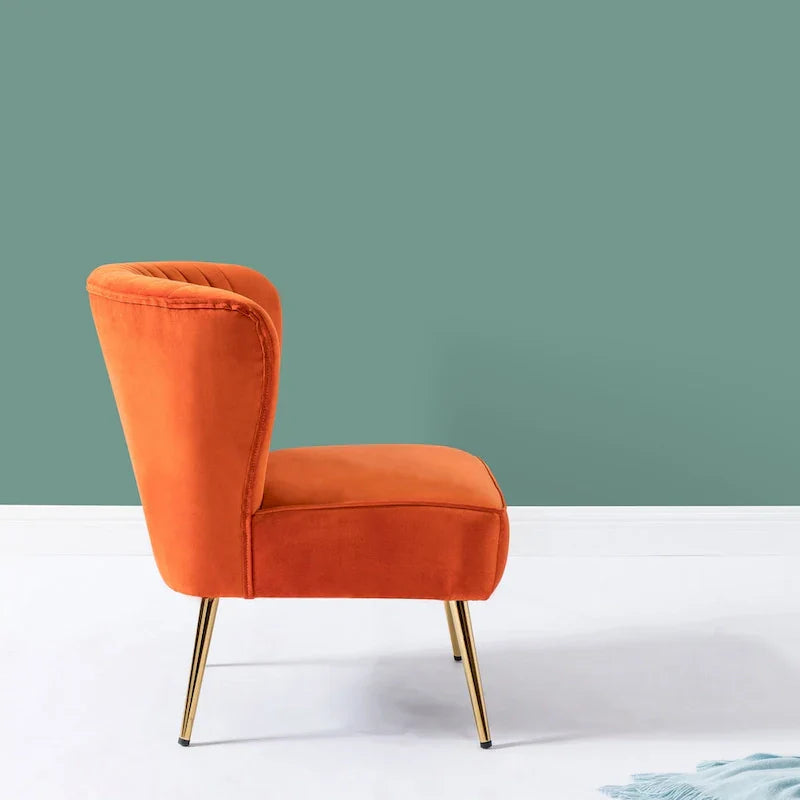 Monica - Fauteuil d'appoint confortable sans accoudoirs pour salon avec dossier capitonné et pieds métalliques par HULALA HOME