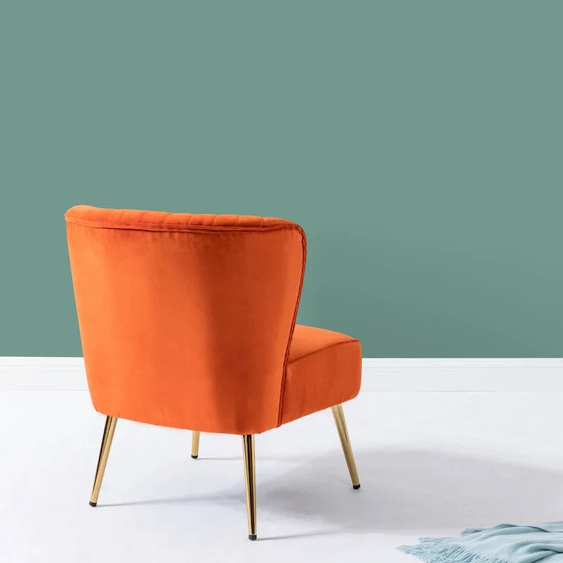 Monica - Fauteuil d'appoint confortable sans accoudoirs pour salon avec dossier capitonné et pieds métalliques par HULALA HOME