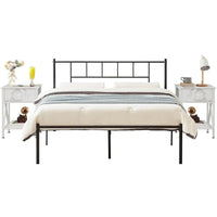 Ensemble cadre de lit 3 pièces VECELO avec tête de lit en bois et tables de chevet modernes, lot de 2