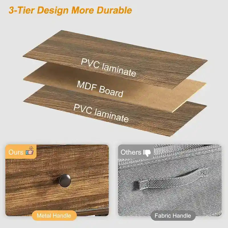 Ensemble cadre de lit 3 pièces VECELO avec tête de lit en bois et tables de chevet modernes, lot de 2
