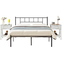 Ensemble cadre de lit 3 pièces VECELO avec tête de lit en bois et tables de chevet modernes, lot de 2