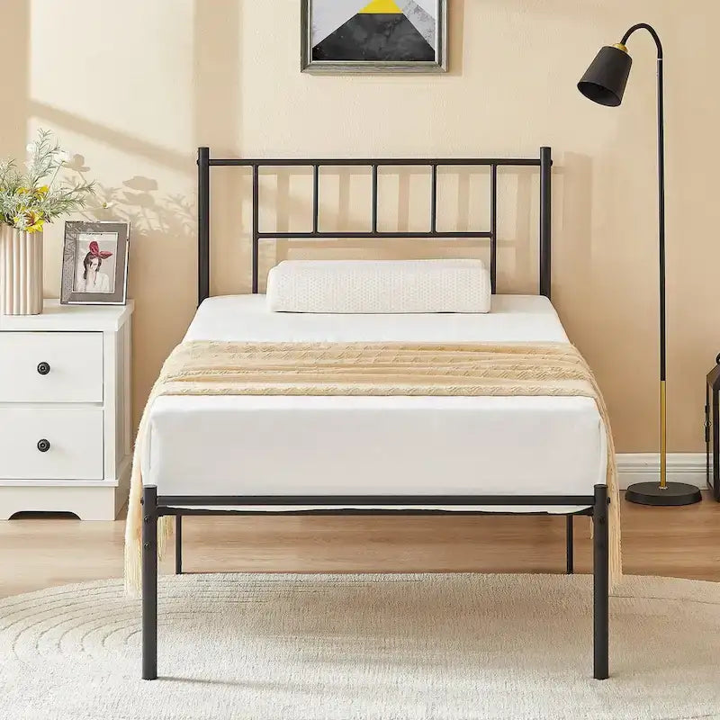 Ensemble cadre de lit 3 pièces VECELO avec tête de lit en bois et tables de chevet modernes, lot de 2