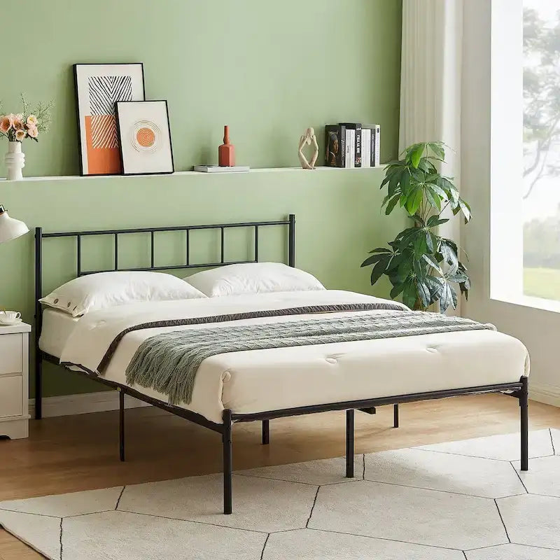 Ensemble cadre de lit 3 pièces VECELO avec tête de lit en bois et tables de chevet modernes, lot de 2
