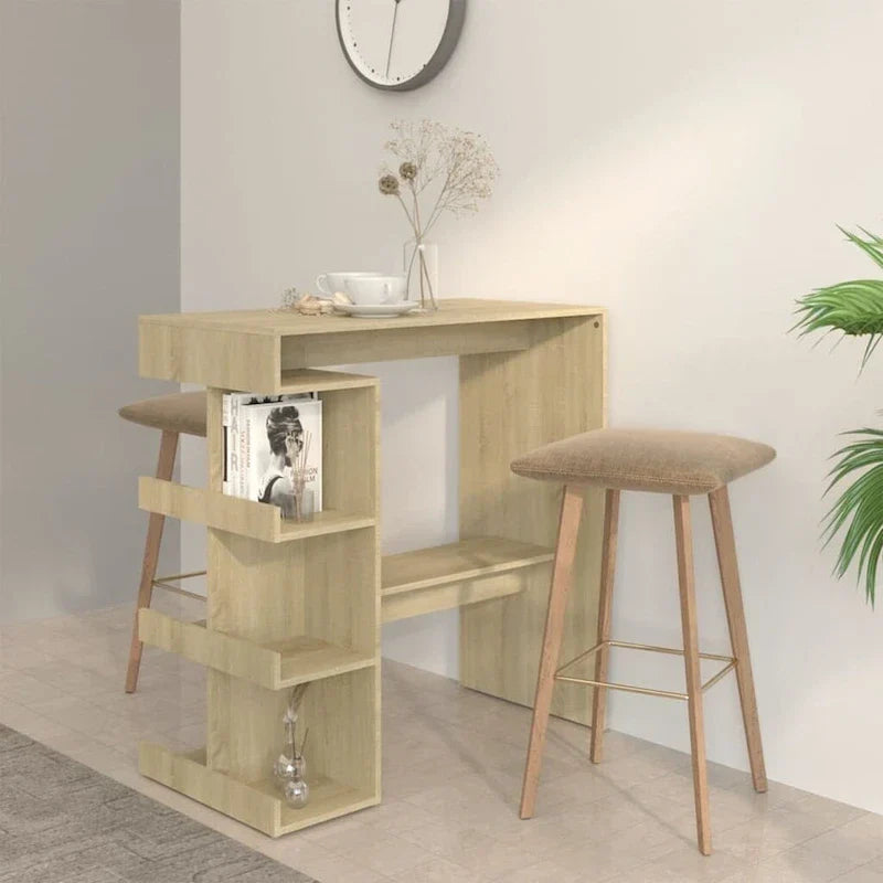 Table de bar vidaXL avec étagère de rangement 39.4x19.7x40, bois d'ingénierie - 39.4 x 19.7 x 40