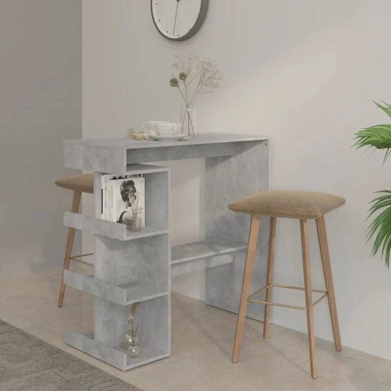 Table de bar vidaXL avec étagère de rangement 39.4x19.7x40, bois d'ingénierie - 39.4 x 19.7 x 40