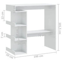 Table de bar vidaXL avec étagère de rangement 39.4x19.7x40, bois d'ingénierie - 39.4 x 19.7 x 40