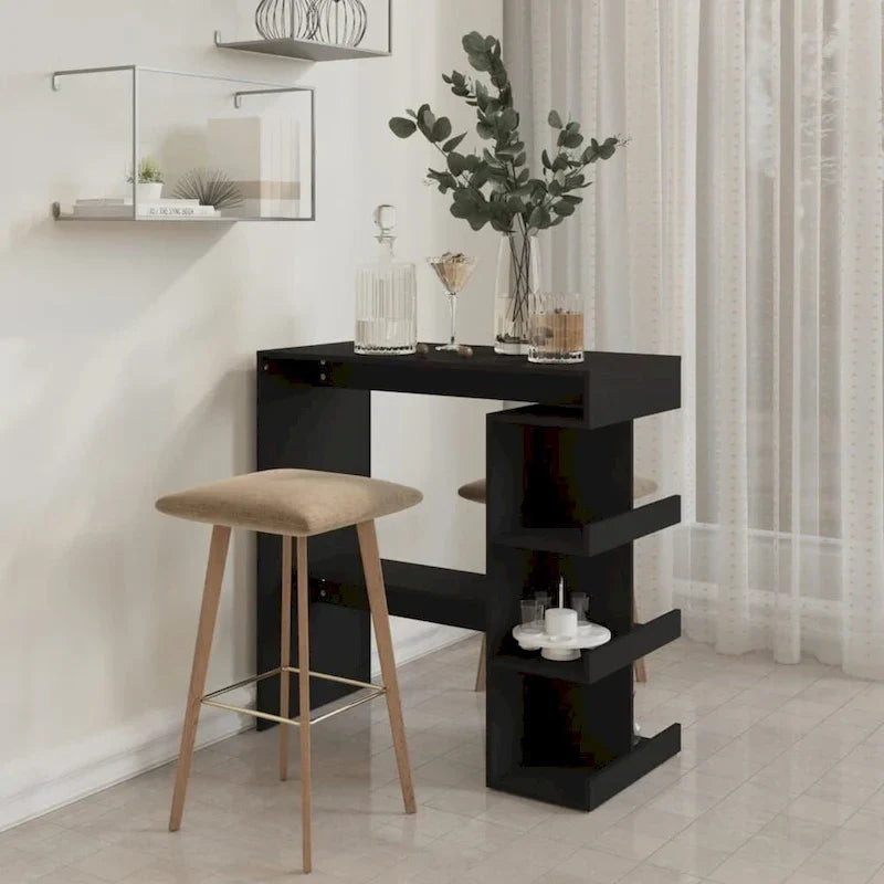 Table de bar vidaXL avec étagère de rangement 39.4x19.7x40, bois d'ingénierie - 39.4 x 19.7 x 40