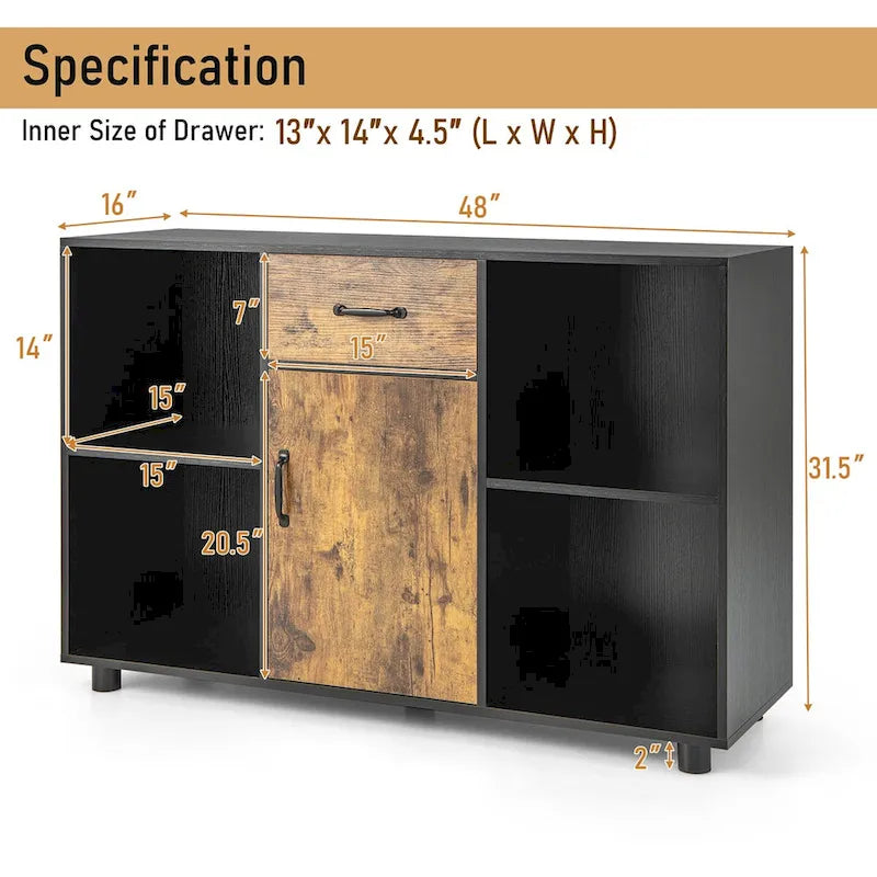 Buffet style ferme Costway bar à café meuble classeur console - 48 x 16 x 31,5 (L x P x H)