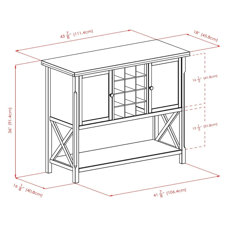 Meuble buffet Xola, cappuccino - 43,8 L x 18 P x 35,9 H