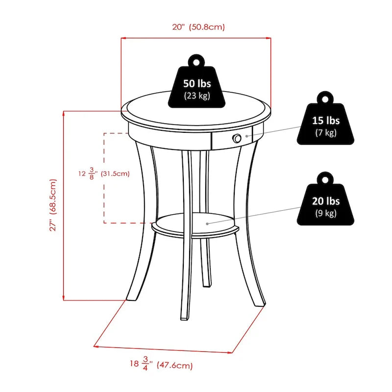 Table d'appoint ronde Sasha, cappuccino - 20L x 20P x 27H