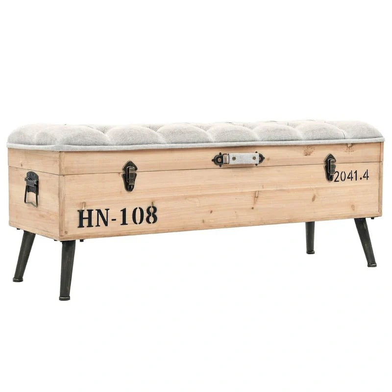 vidaXL banc de rangement 43.3 en bois de sapin massif - 43.3 x 15.7 x 19.7