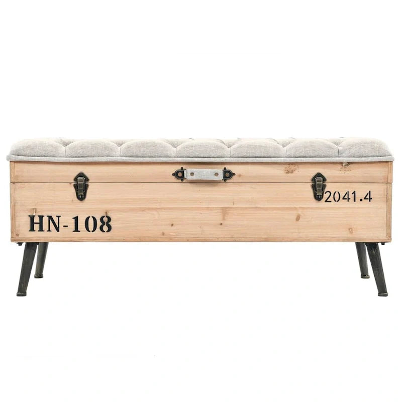vidaXL Banc de rangement 43,3 Bois de sapin massif - 43,3 x 15,7 x 19,7