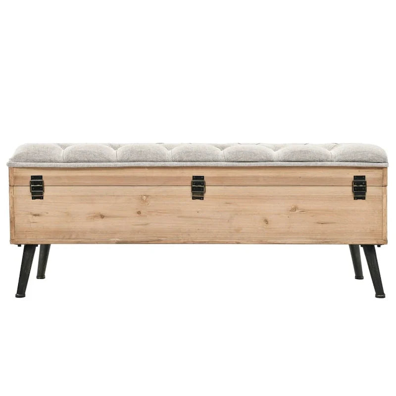vidaXL banc de rangement 43.3 en bois de sapin massif - 43.3 x 15.7 x 19.7