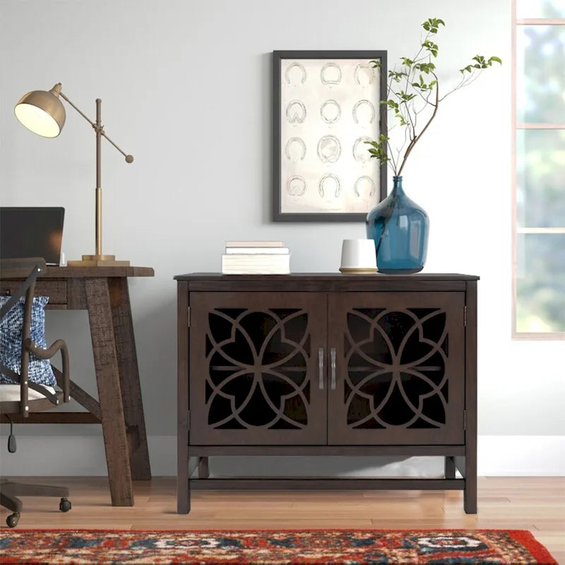 Buffet de salle à manger en bois avec portes et étagère réglable