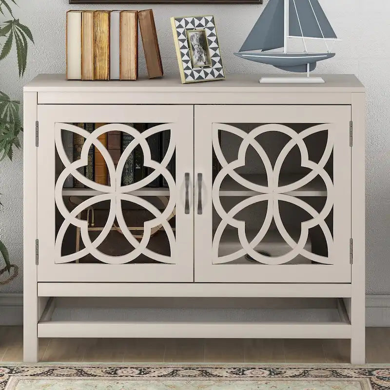 Buffet de salle à manger en bois avec portes et étagère réglable