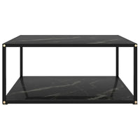 vidaXL Table Basse Noir 80x80x35 Verre Trempé - 80 x 80 x 35
