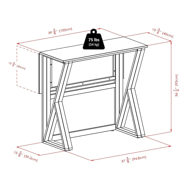 Table haute à abattant 3 pièces avec tabourets de comptoir à assise coussinée, noyer et espresso