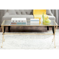 Table basse SAFAVIEH Olka Or/Plateau en verre trempé - 43 x 20 x 18.3 - 43Lx20Px18H