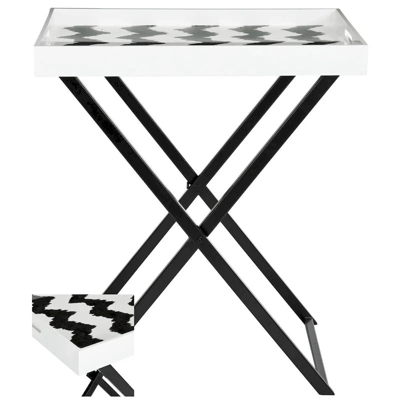 SAFAVIEH Colombine table à plateau noir/blanc - 28Lx18Px32H