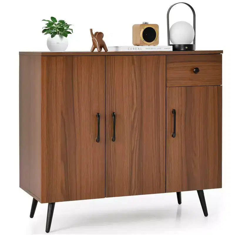 Buffet Costway avec 3 portes et tiroir coulissant, étagères réglables, kits anti-basculement