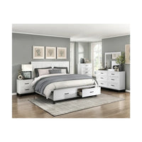 Ensemble de chambre plateforme moderne Saratoga blanc avec rangement, 3 pièces