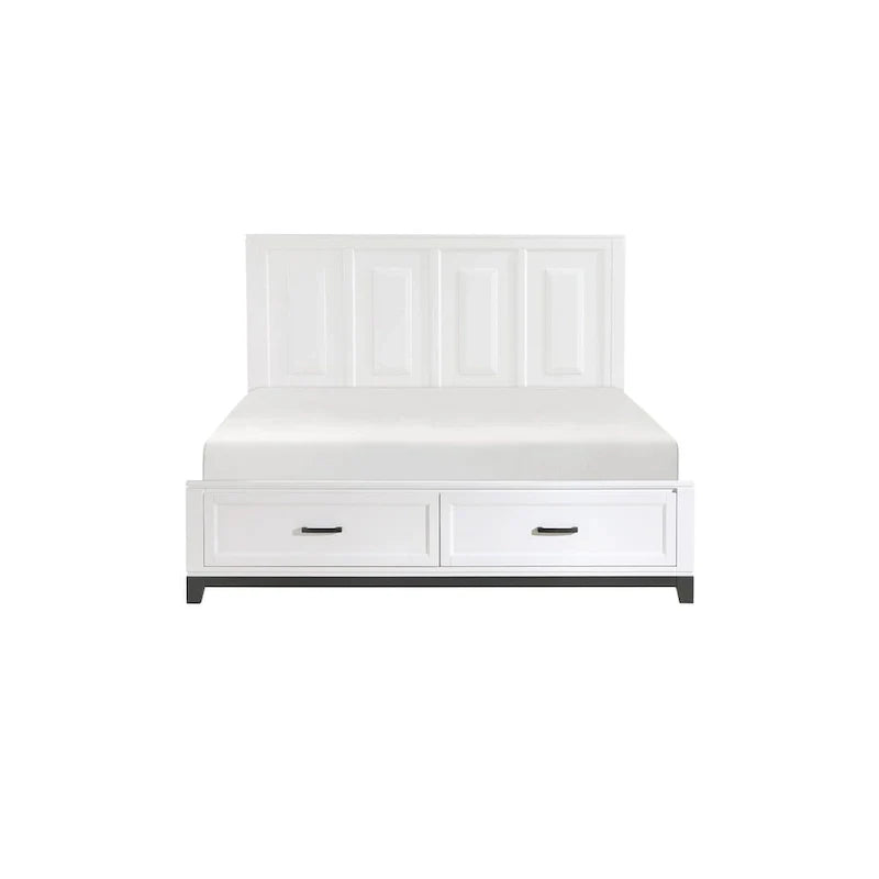 Ensemble de chambre plateforme moderne Saratoga blanc avec rangement, 3 pièces