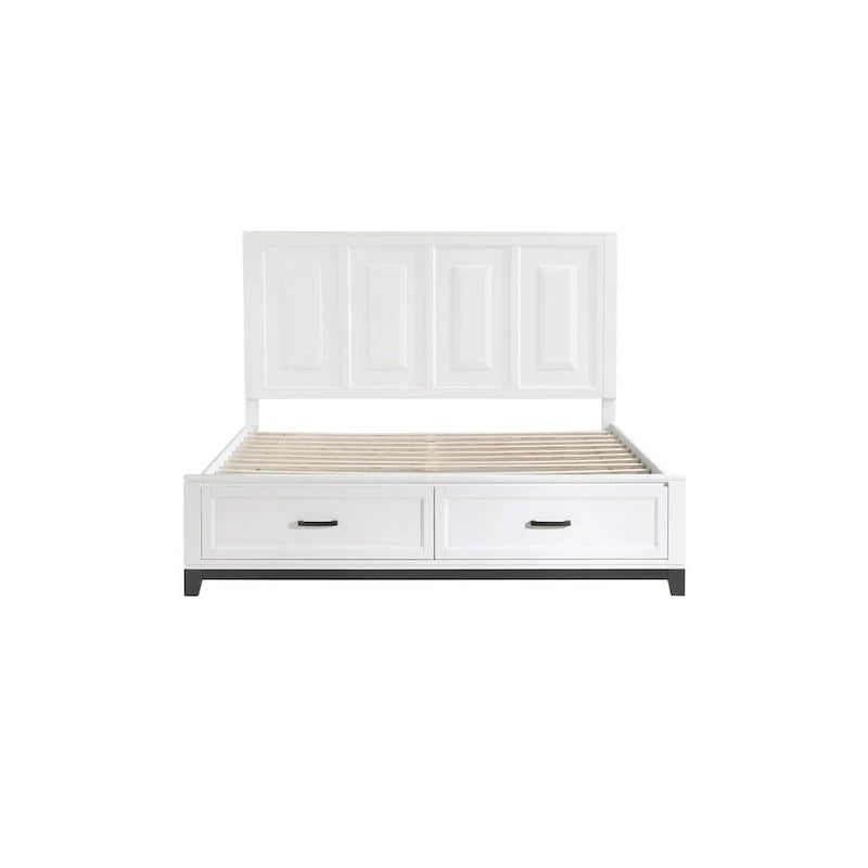 Ensemble de chambre plateforme moderne Saratoga blanc avec rangement, 3 pièces