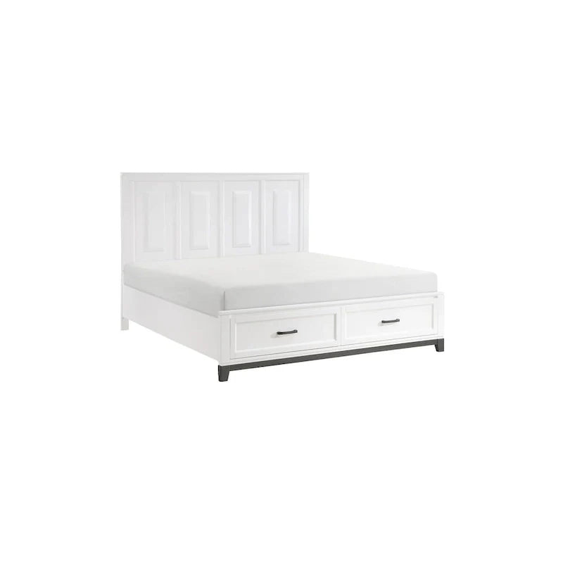 Ensemble de chambre plateforme moderne Saratoga blanc avec rangement, 3 pièces